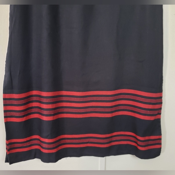 J. Jill Navy Blue and Red Linen Blend Pull-On Maxi Skirt - Picture 4 of 10